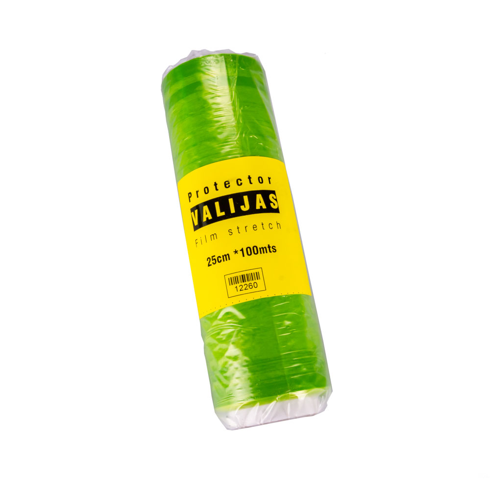 FILM STRETCH FERNANDEZ.COLOR VERDE PROTECTOR DE VALIJAS (25CM) ROLLO *100MTS