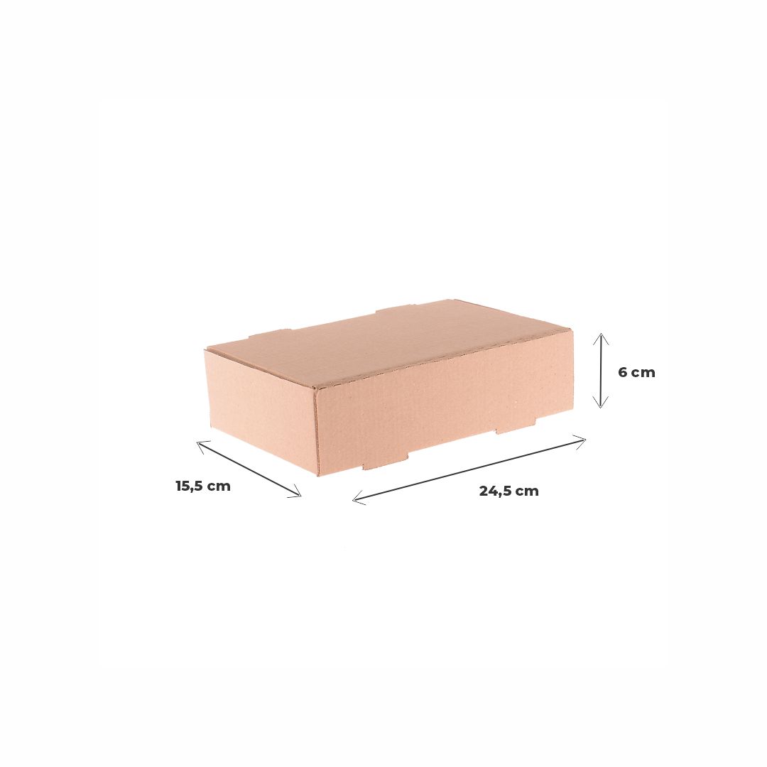 CAJA MICRO CARTON MARRON/MARRON (15.5*24.5*6CM) (1/2 DOC. EMPANADAS ECO) *100UNID.