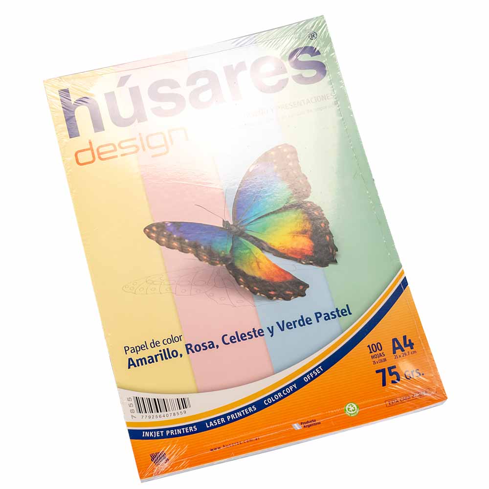 RESMA IMPRESORA.A4 COLOR HUSARES COMBINADA PASTEL 75GRS (21*29.7CM) *100HJS