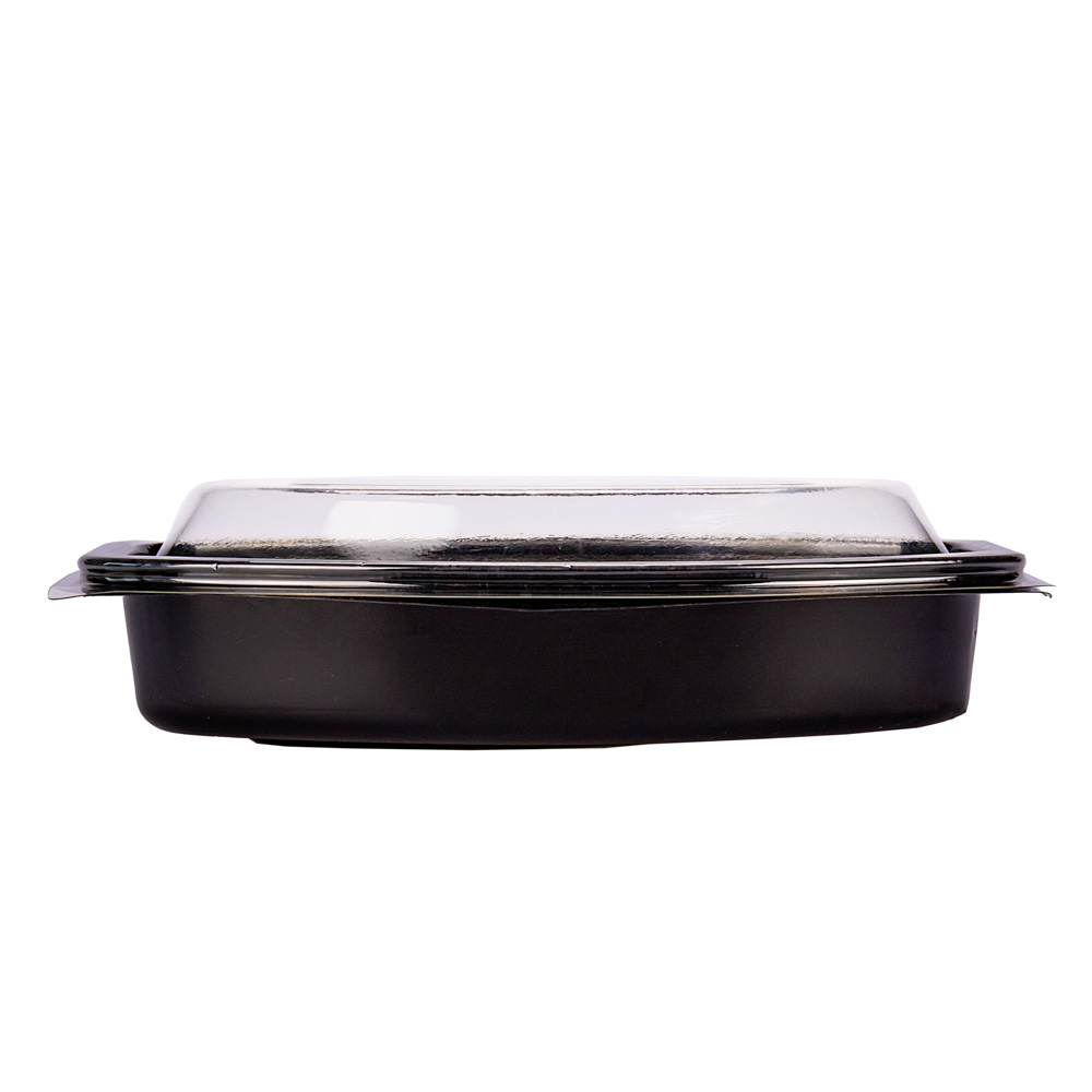 BANDEJA PET BANDEX NEGRA SUSHI C/TAPA PP CRISTAL (15*19*4CM) (105153BYT) *50UNID