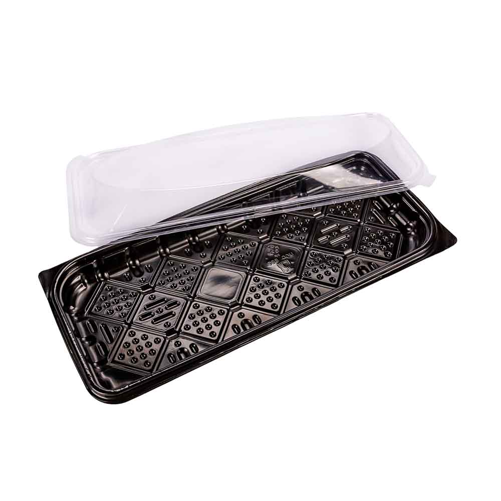 BANDEJA MICRO BANDEX NEGRA COSTILLA C/TAPA PP (18*42*5CM) (106501BYTL) *50UNID