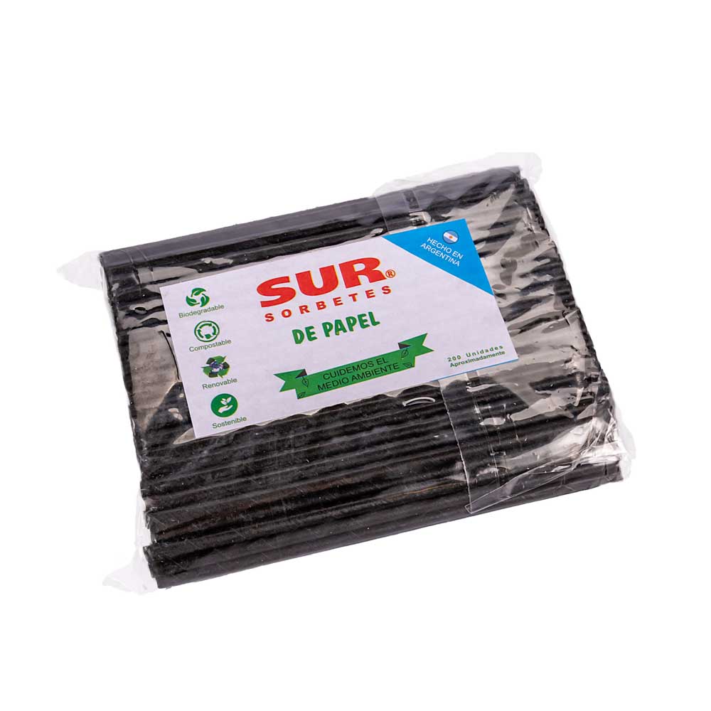 SORBETES GASTRONOMICOS DE PAPEL NEGROS SUR (7MM*20CM) PAQ.*200UNID