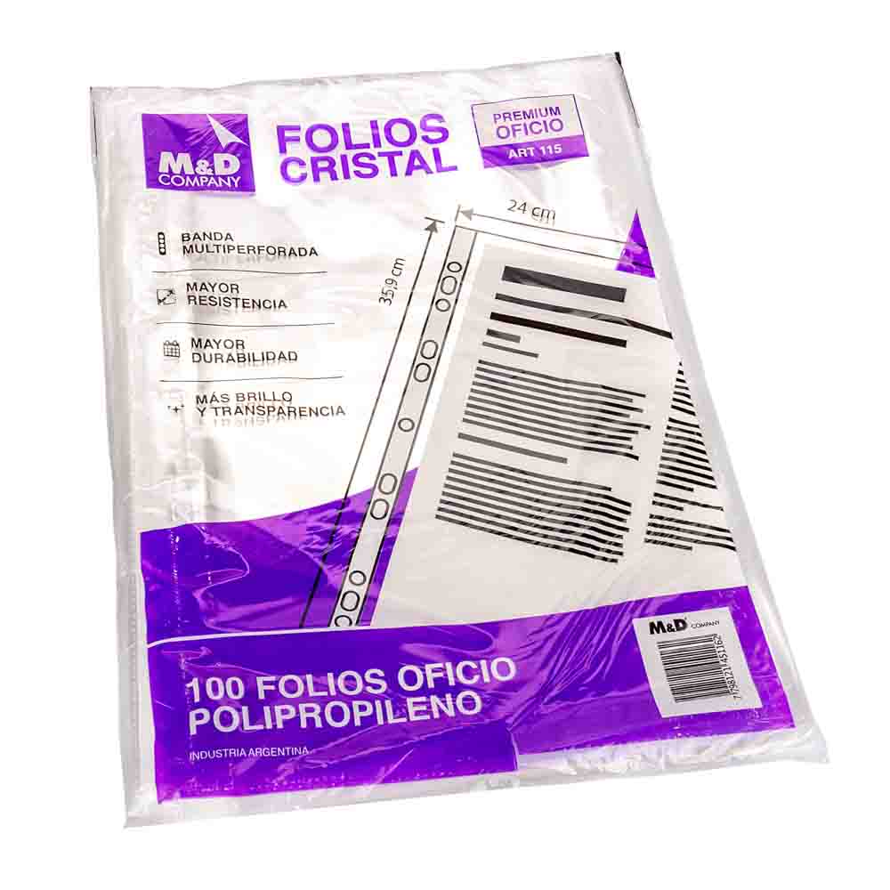 FOLIOS COMERCIALES M&amp;D OFICIO (100 UNID) (40MIC) *PAQ.