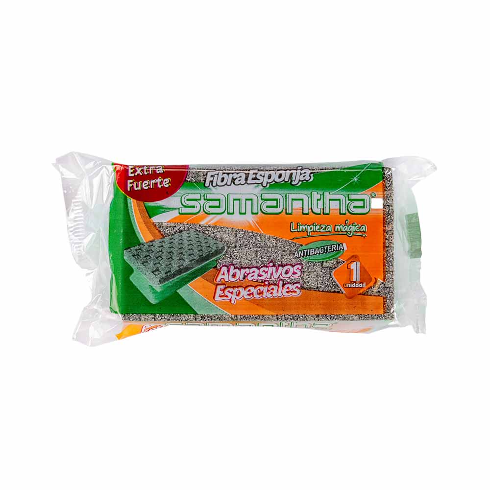 ESPONJA FIBRA SAMANTHA GRIS EXTRA FUERTE ABRASIVOS ESPECIALES *UNID