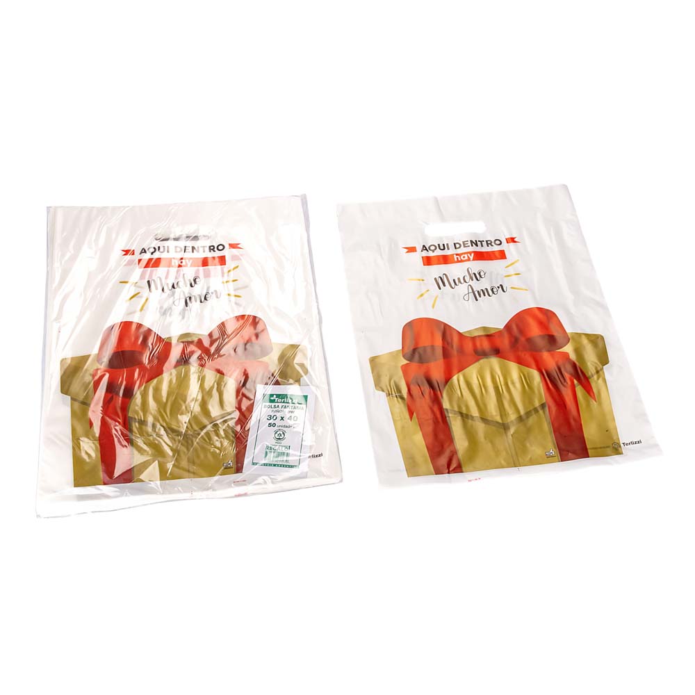 BOLSAS RIÑON NAVIDAD TERLIZZI 30*40CM POLIETILENO STD PAQ. *50UNID