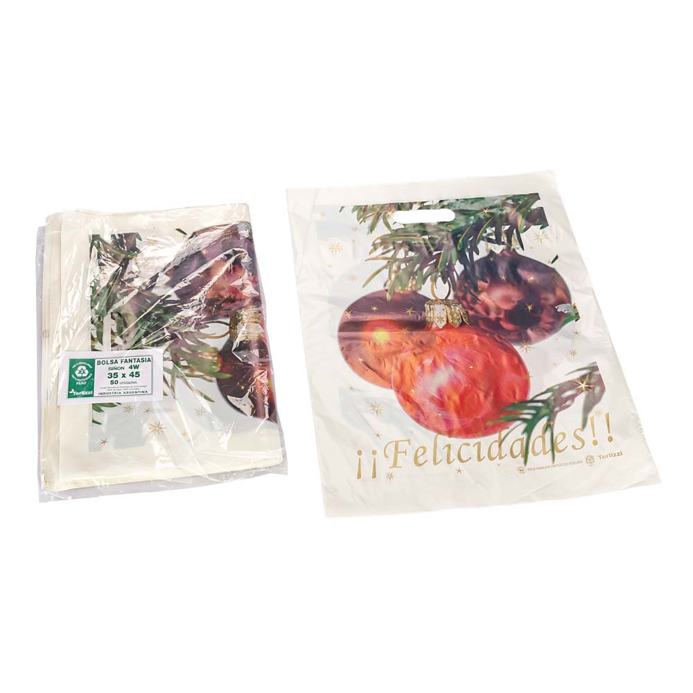 BOLSAS RIÑON NAVIDAD TERLIZZI 35*45CM POLIETILENO STD PAQ.*50UNID