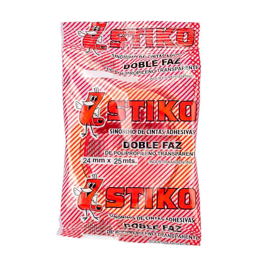 CINTA DOBLE FAZ POLIPROPILENO TRANSPARENTE 24MM*25MTS STIKO *UNID.