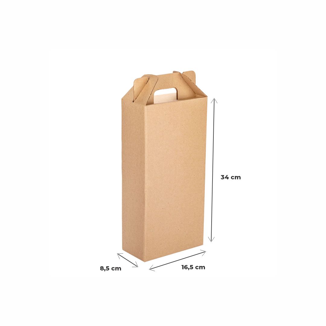 CAJA VINO CARTON MICRO MARRON/MARRON.(8.5*16.5*34CM) (2 BOTELLAS) *50UNID.