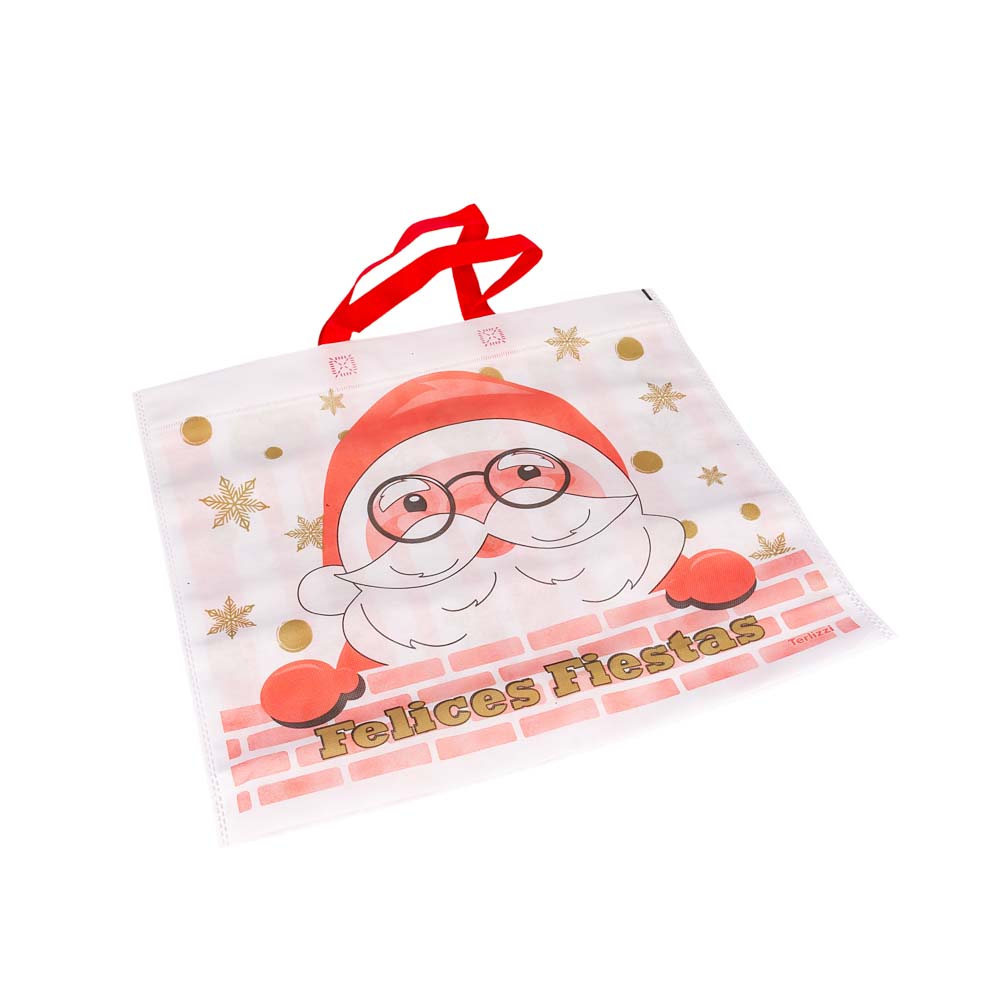 BOLSA FRISELINA NAVIDAD CON ASA 45*40CM FELICES FIESTAS (4A-13) *UNID