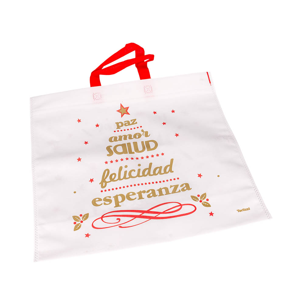 BOLSA FRISELINA NAVIDAD CON ASA 45*40CM FELICES FIESTAS (4A-13) *UNID