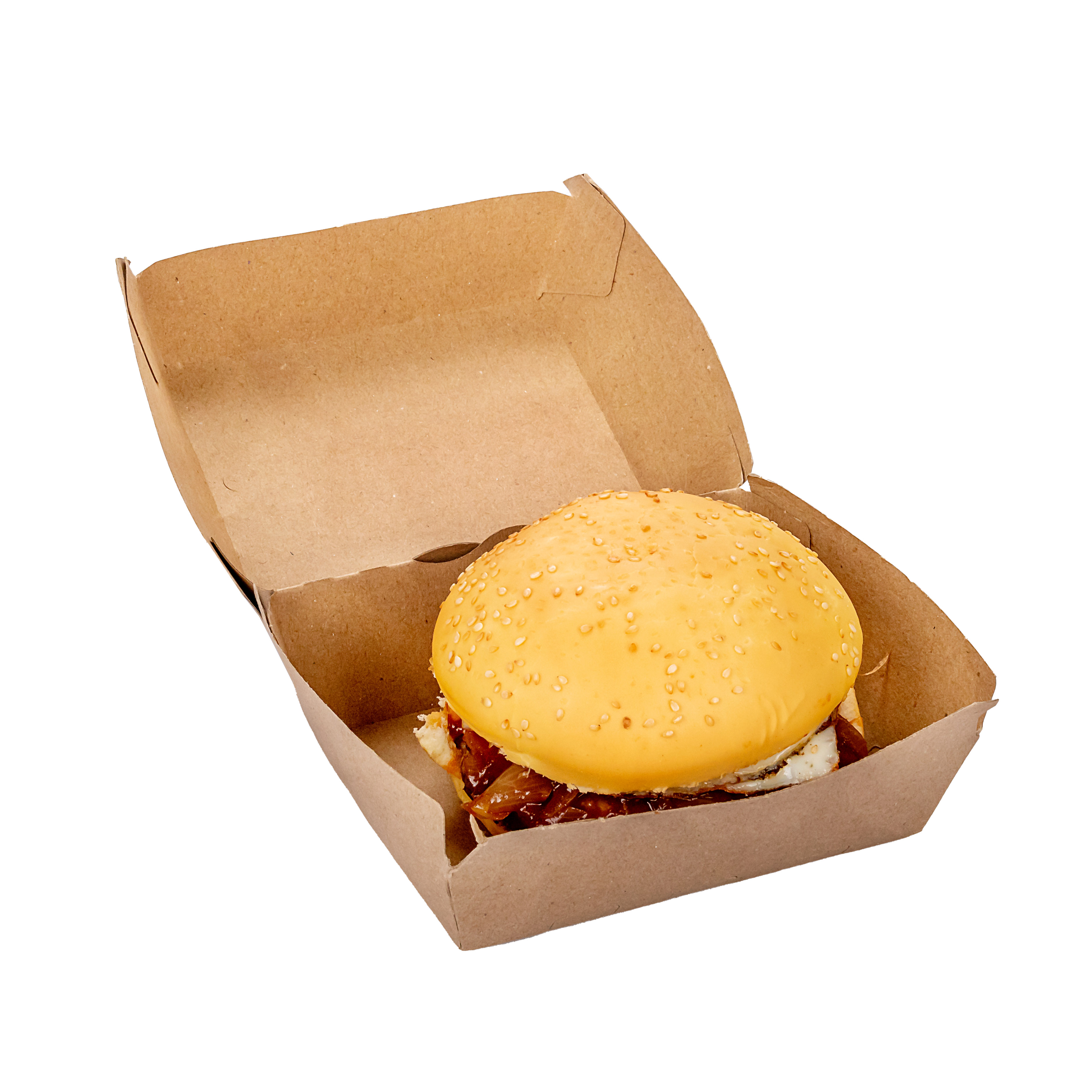 CAJA DELIVERY BIOHZ HAMBURGUESA MARRON.MEGA DOBLE (12.7*11.4*8.7CM) *130UNID.
