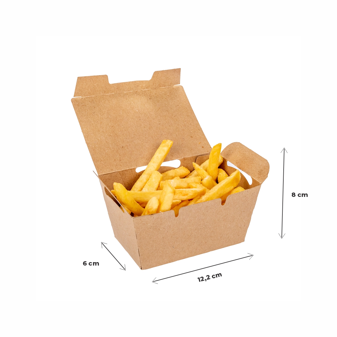 CAJA DELIVERY BIOHZ PAPAS FRITAS REGULAR CON TAPA (12.2*8*6CM) *150UNID