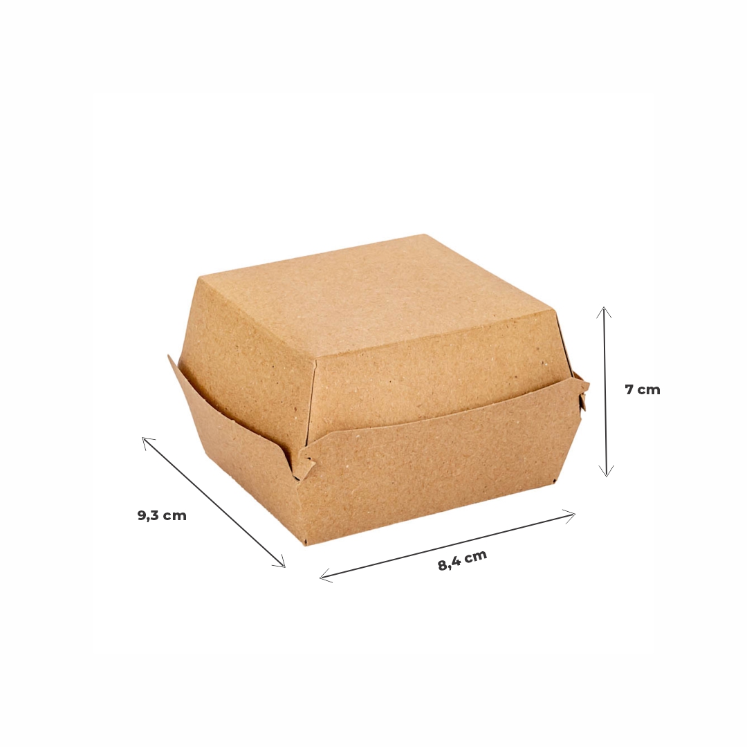 CAJA DELIVERY BIOHZ HAMBURGUESA MARRON.MEDIANA (9.3*8.4*7CM) *120UNID.