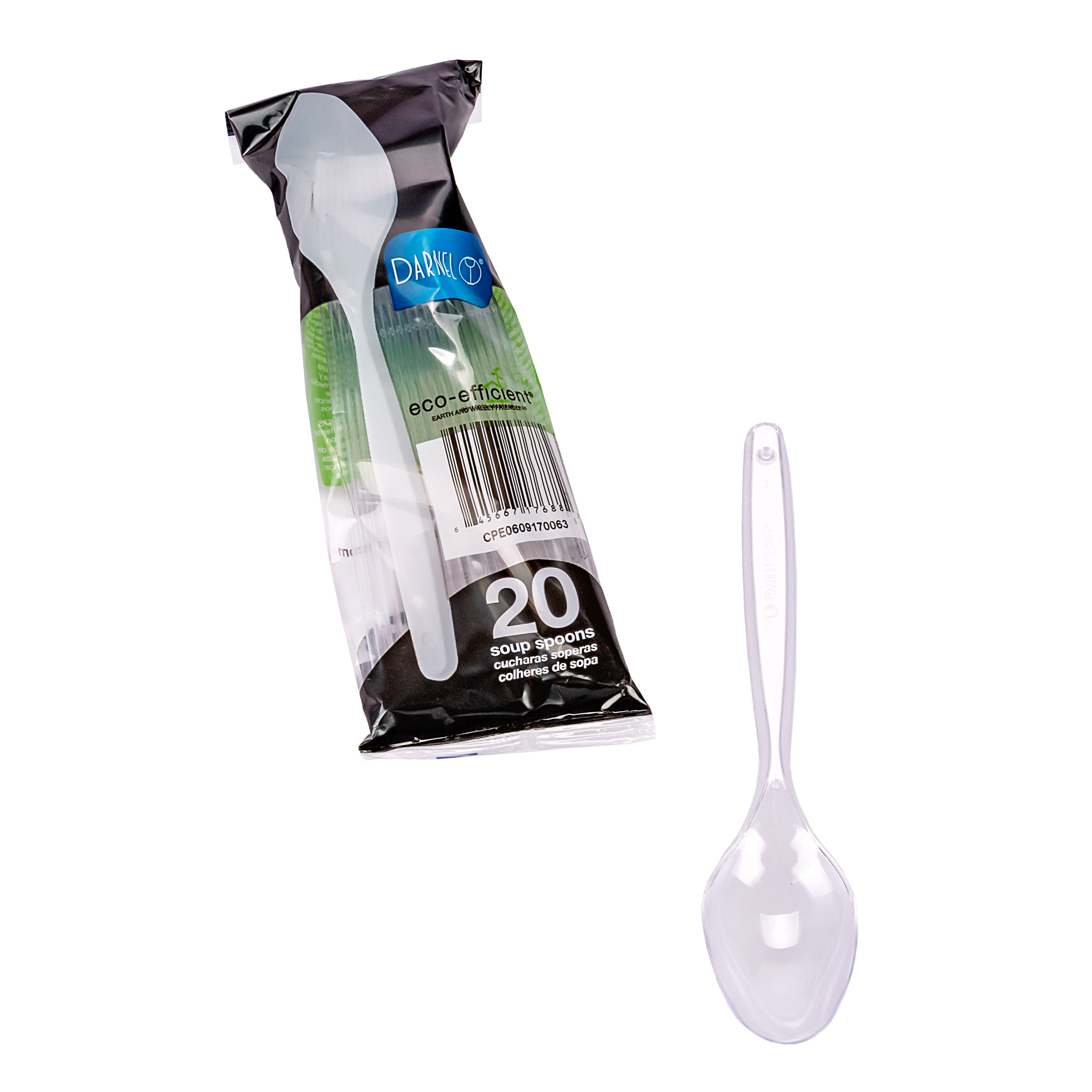 CUCHARA PLASTICA POSTRE CRISTAL REFORZADA BISTROT (DARNEL) BLISTER *20UNID.