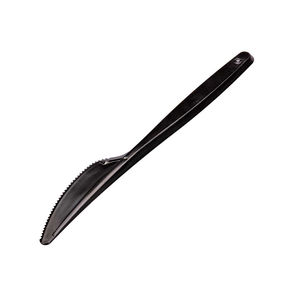 CUCHILLO PLASTICO NEGRO REFORZADO BISTROT (DARNEL) BLISTER *20UNID.