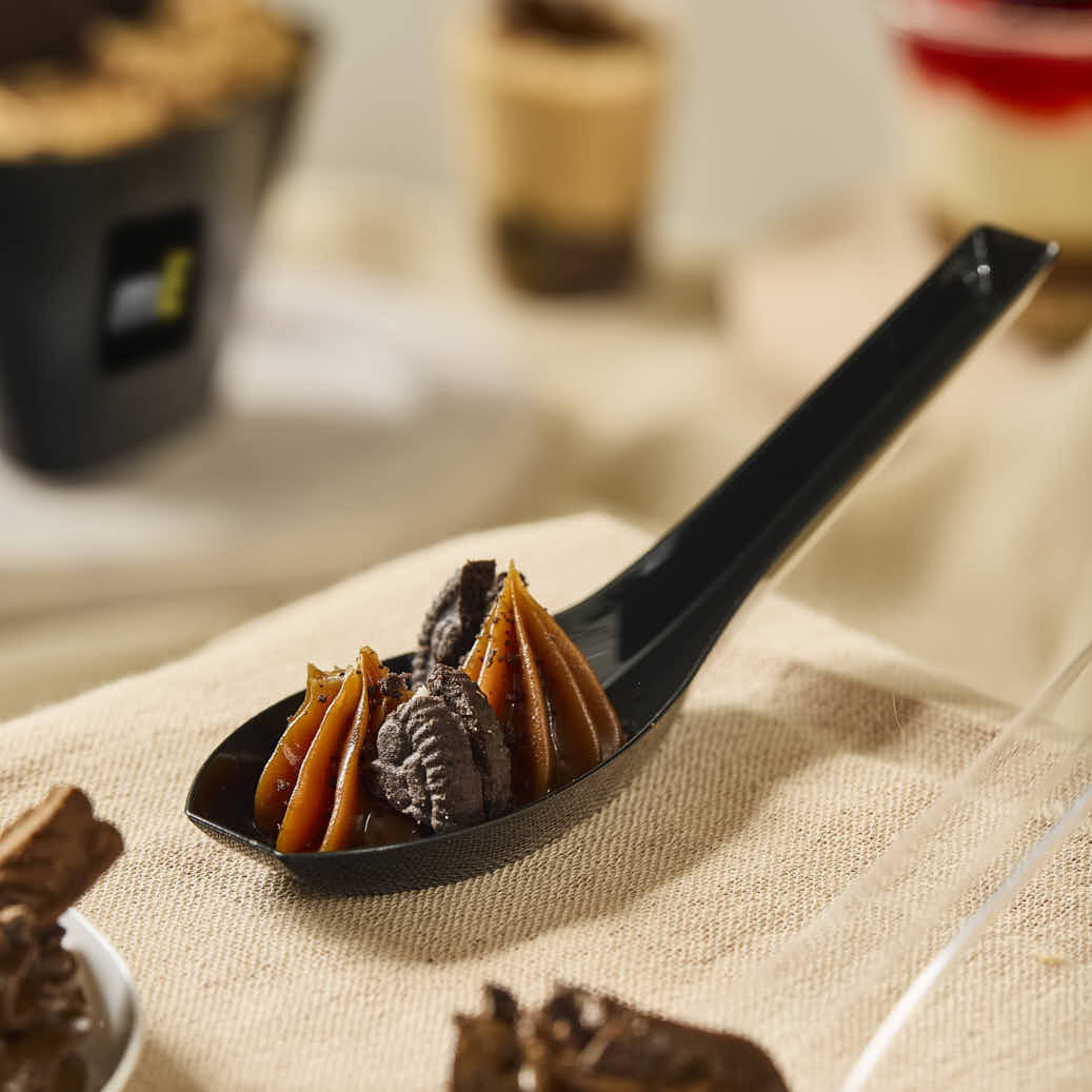 CUCHARA PETITE DEGUSTACION PLASTICA NEGRA BLISTER *24UNID.