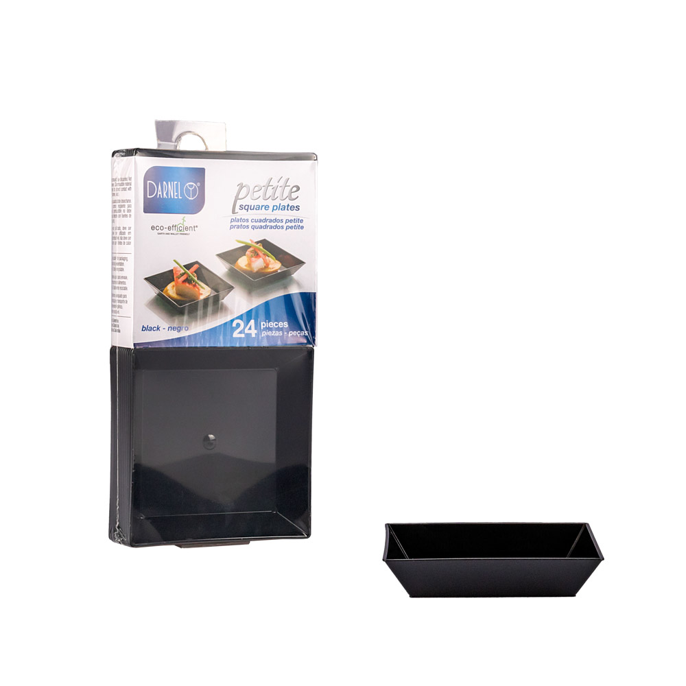 PLATO PETITE CUADRADO PLASTICO NEGRO (6*6*1CM) BLISTER *24UNID.
