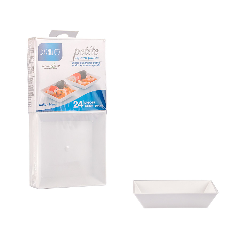 PLATO PETITE CUADRADO PLASTICO BLANCO (6*6*1CM) BLISTER *24UNID.