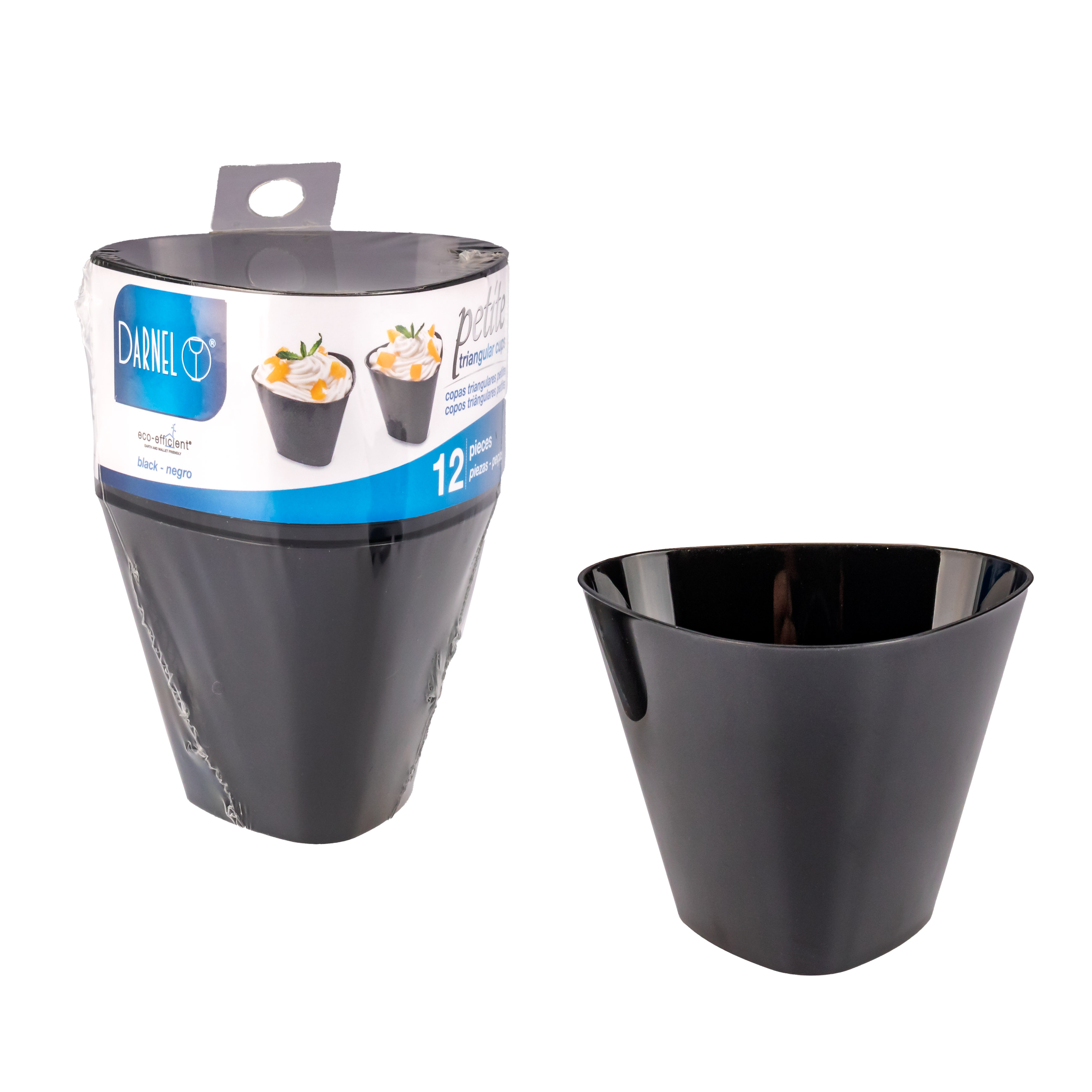 COPA PETITE TRIANGULAR PLASTICA NEGRA (8*8*5CM) BLISTER *12UNID.