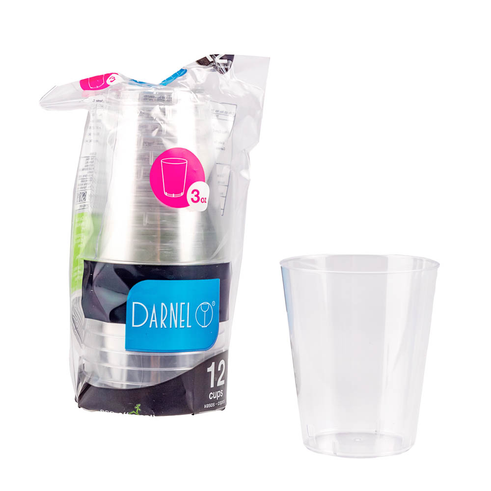 VASOS MURANO PLASTICO CRISTAL 3OZ PAQ.*12UNID