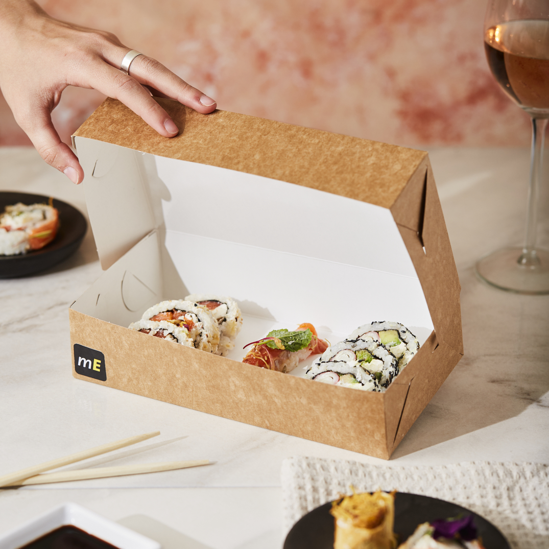 CAJA DELIVERY MEDORO CARTON TIPO SUSHI (22.5*12.5*5CM) (CDTAC025) *25UNID