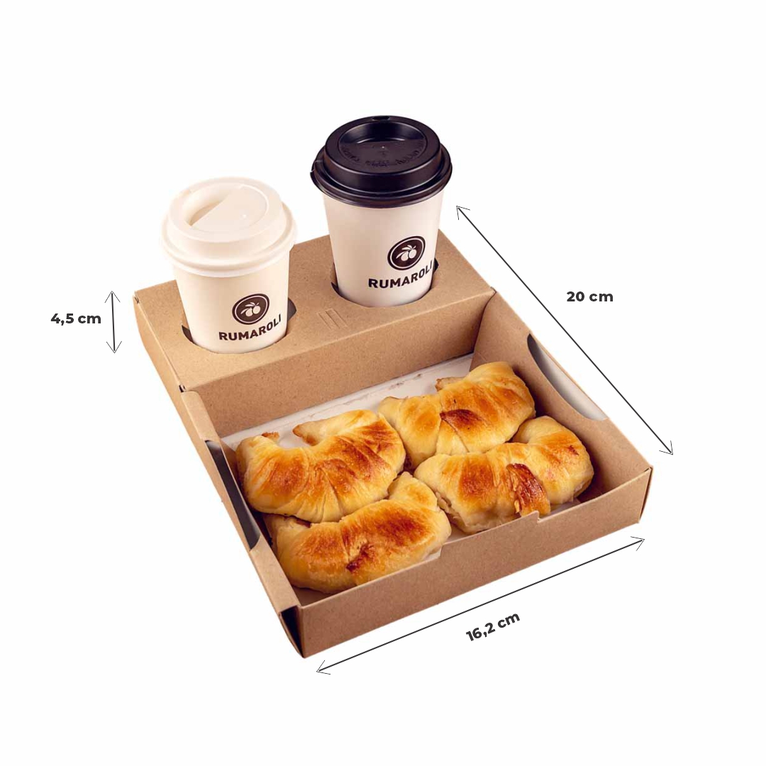 PORTAVASOS CON BANDEJA CARTULINA 2 VASOS MEDORO (20*16.2*4.5CM) (CPVCB001) *25UNID