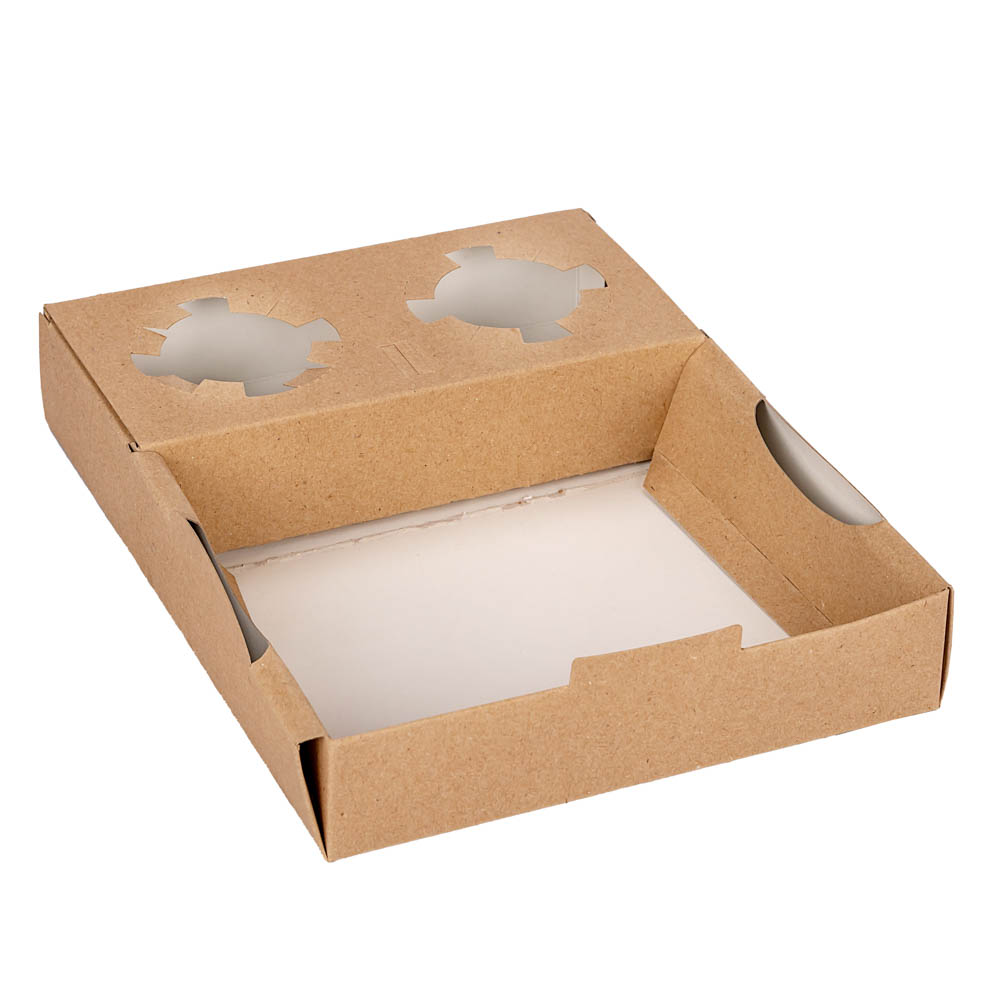 PORTAVASOS CON BANDEJA CARTULINA 2 VASOS MEDORO (20*16.2*4.5CM) (CPVCB001) *25UNID