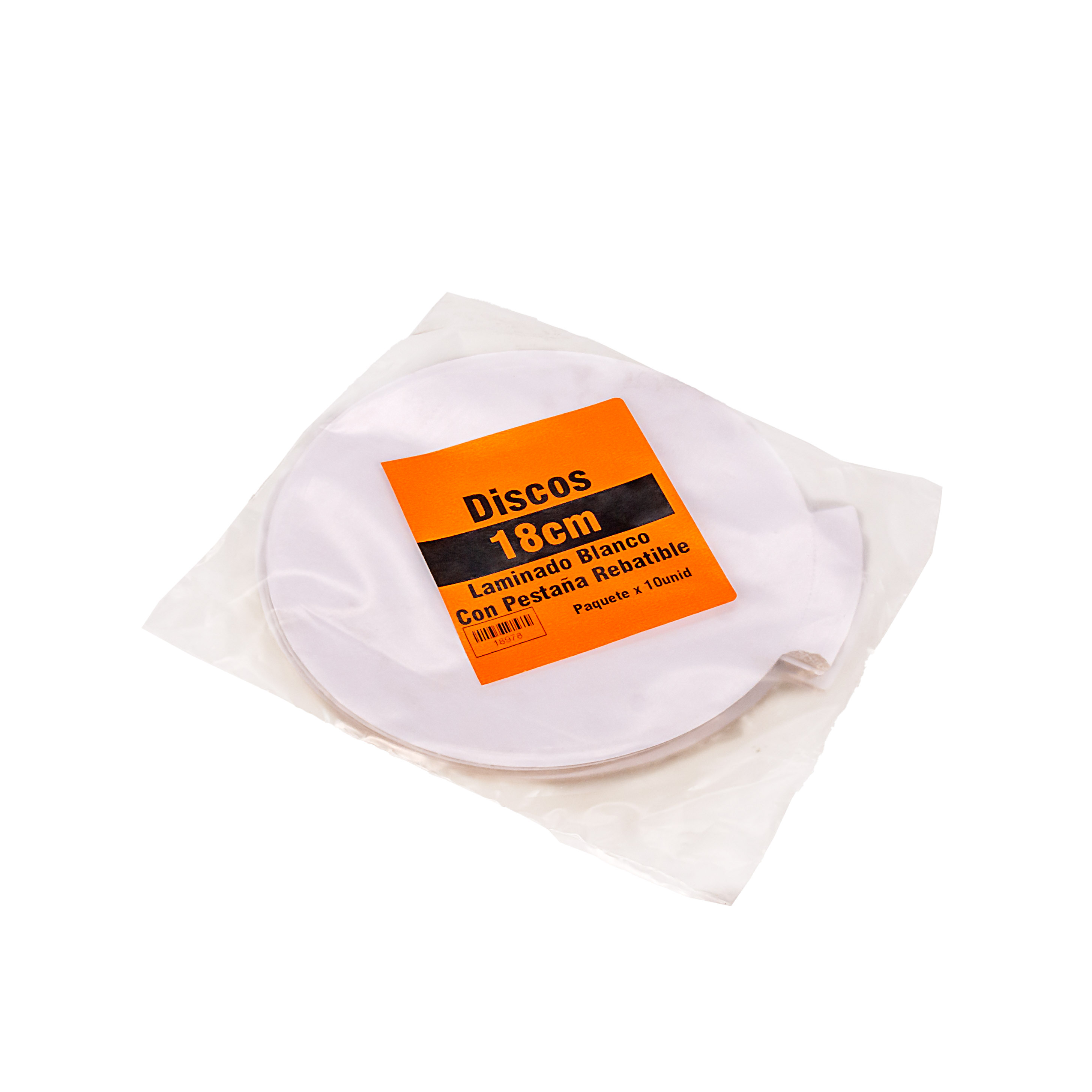 DISCOS DE CARTON LAMINADO BLANCO FERNANDEZ 18CM (1MM C/PESTAÑA) *10UNID