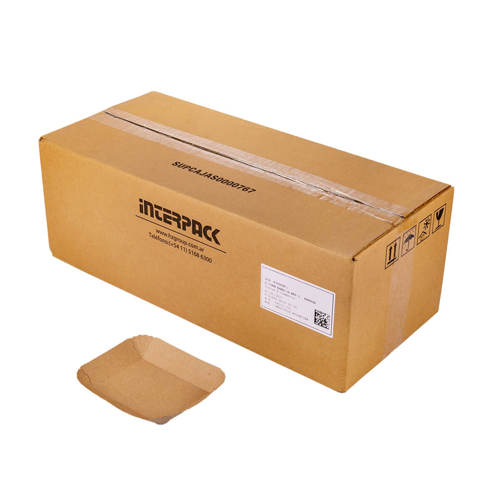 BANDEJA CARTON RECTANGULAR KRAFT Nº1 (14*16.4*2.2CM) BIOHZ *400UNID
