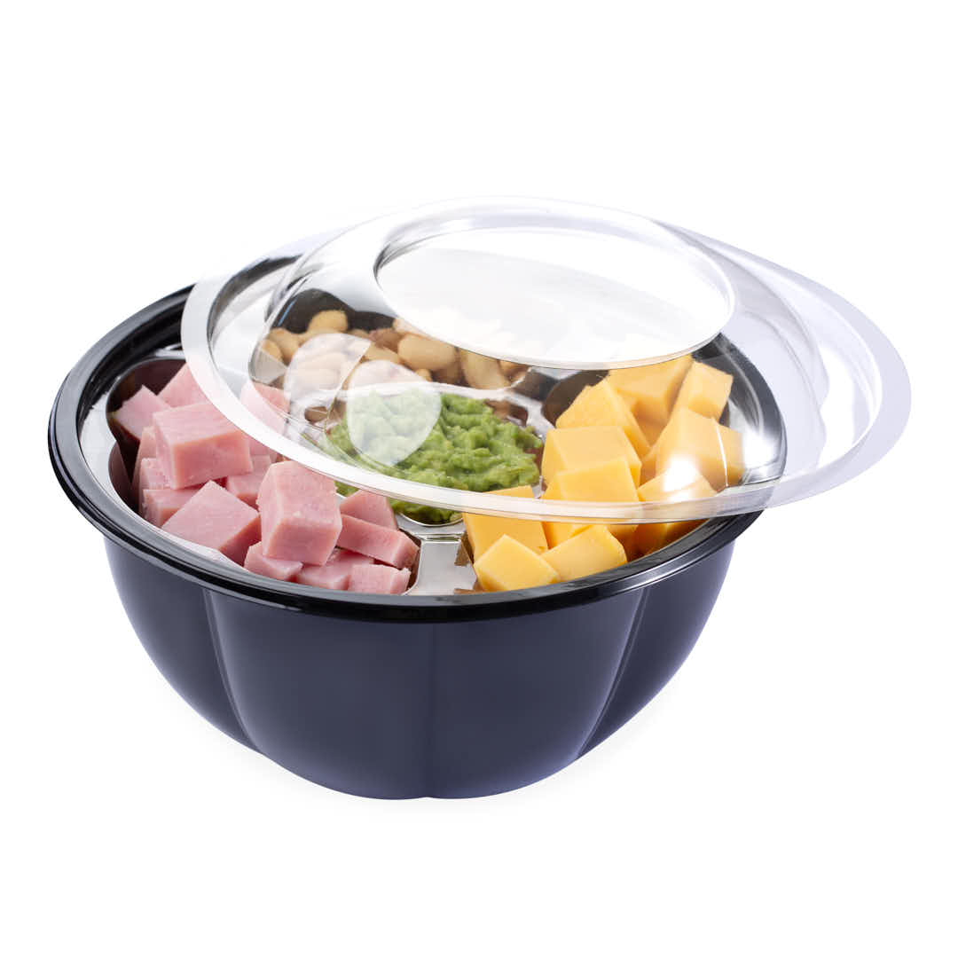 ENSALADERA REDONDA BANDEX PET NEGRA 900CC (448BN) (17*8CM) *110UNID