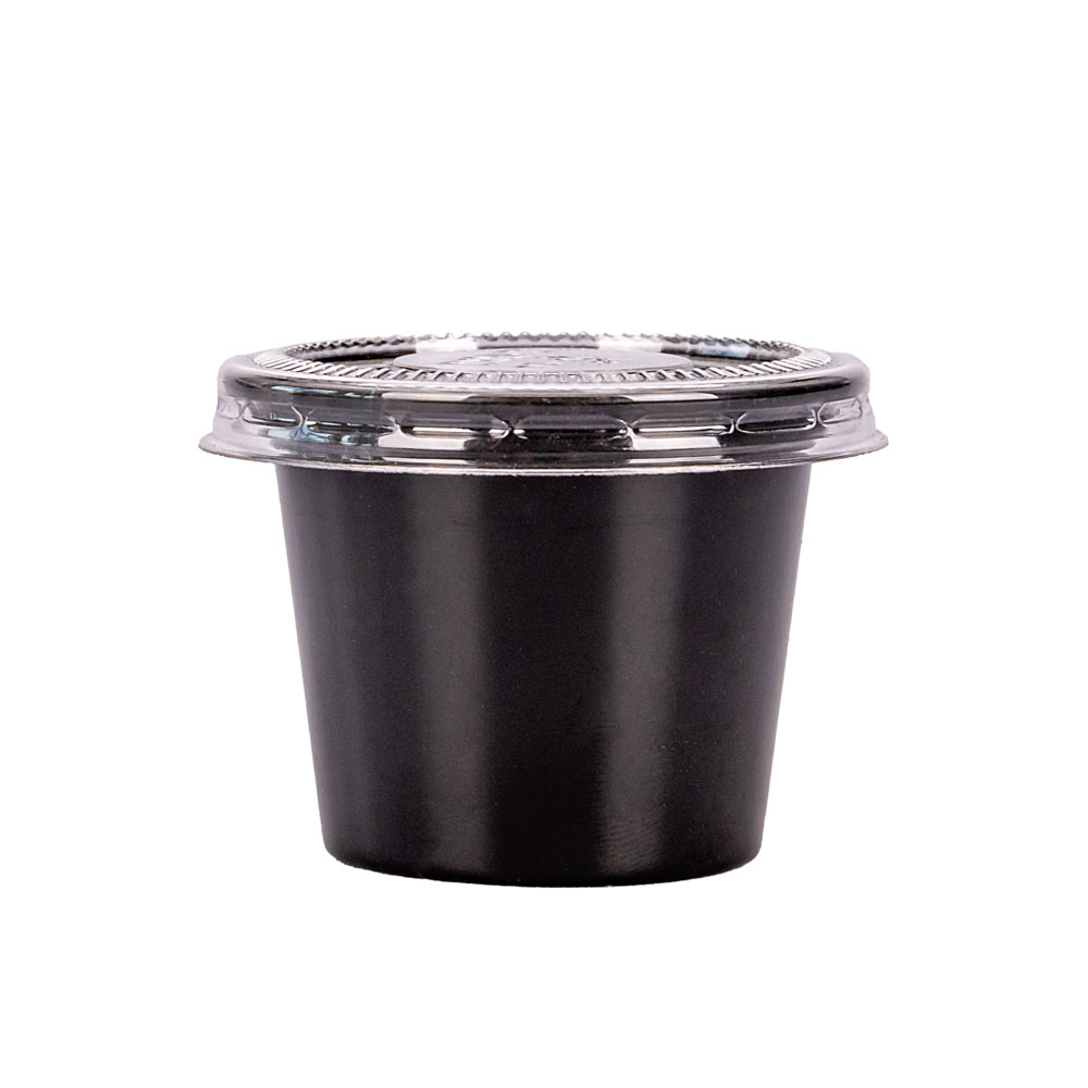 POTE SOUFFLE PLASTICO NEGRO 1OZ PAQ.*100UNID