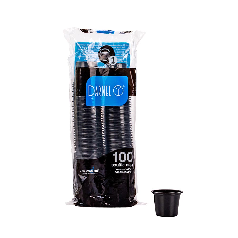 POTE SOUFFLE PLASTICO NEGRO 1OZ PAQ.*100UNID