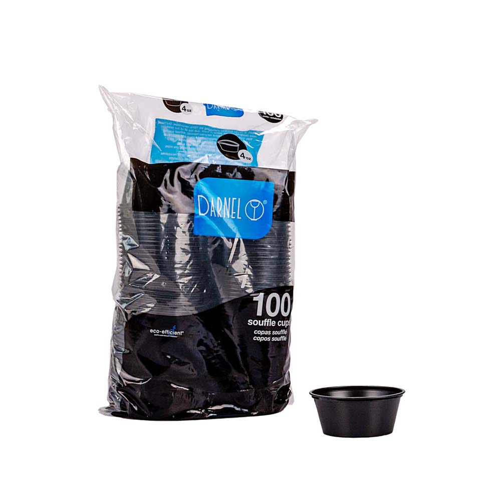 POTE SOUFFLE PLASTICO NEGRO.4OZ PAQ.*100UNID