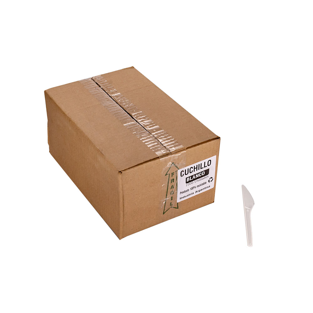 CUCHILLO PLASTICO BLANCO.(ECO) CAJA *800UNID.