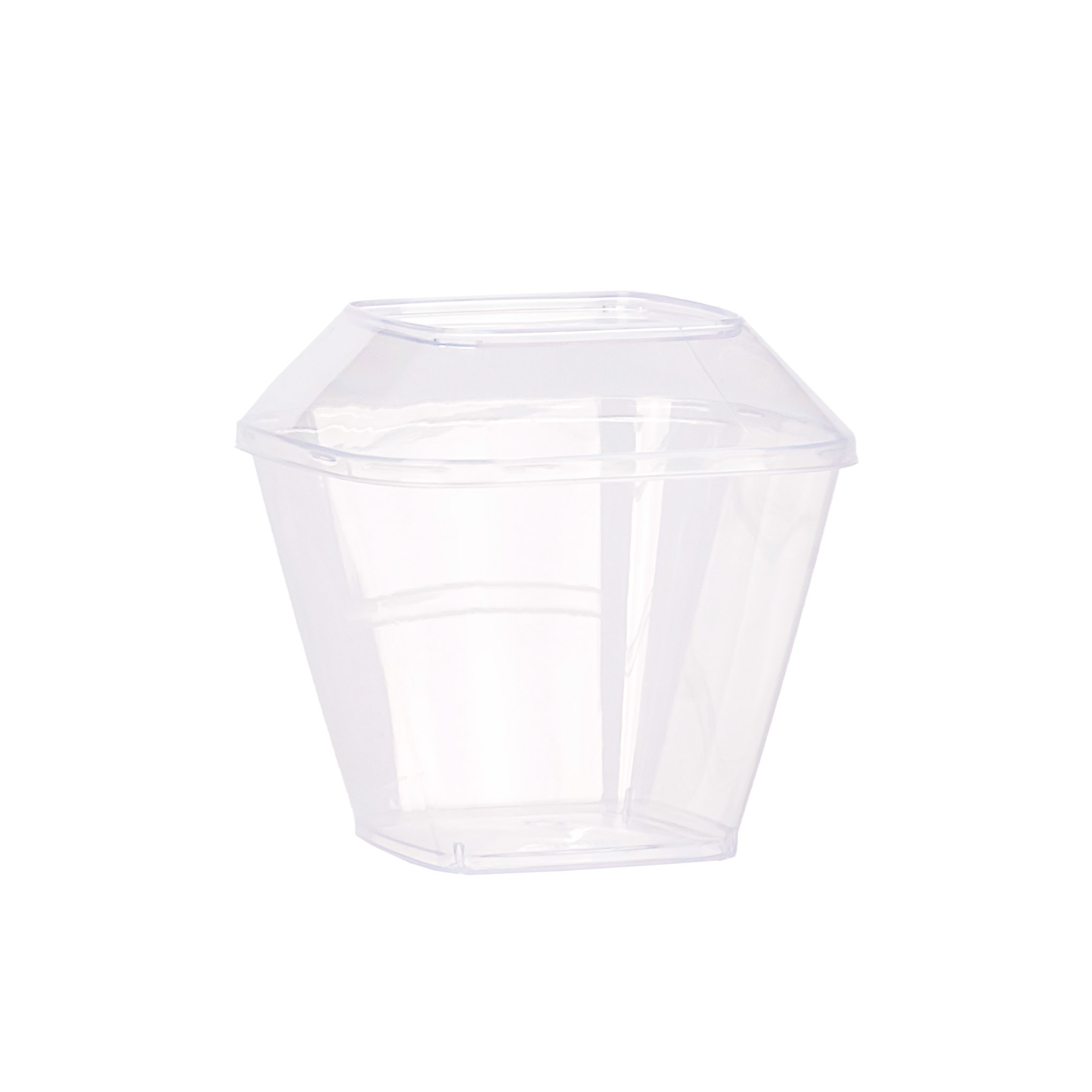 STRAWPLAST POTE RIGIDO 180CC CUADRADO C/TAPA CRISTAL (ST-532) *10UNID