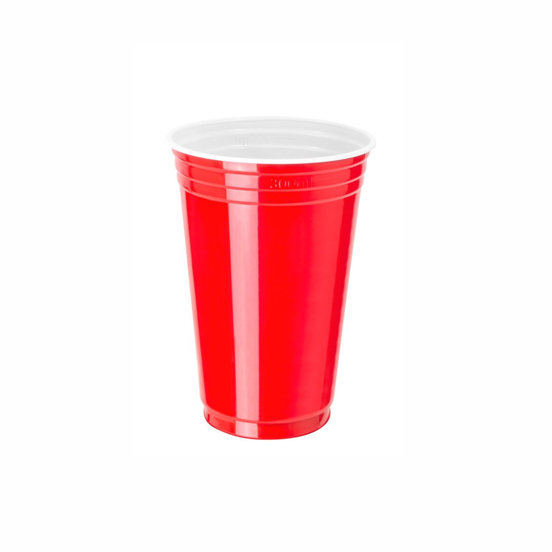 VASOS PLASTICOS AMERICANOS ROJO/BLANCO 300CC COPOBRAS (CF-300) *25UNID