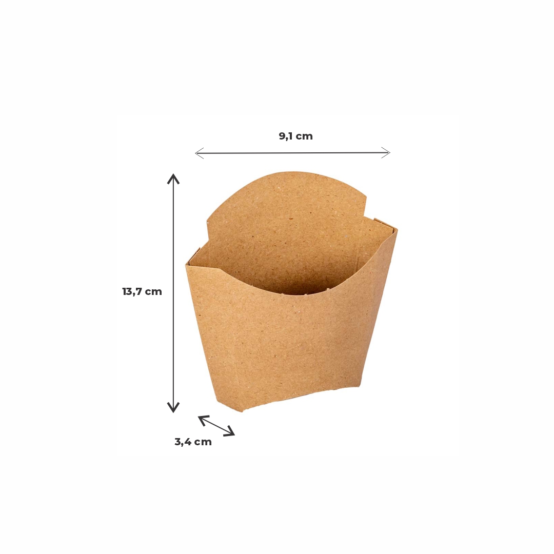 CAJA DELIVERY BIOHZ PAPAS FRITAS SOBRE MARRON MEDIANO (13.7*9.1*3.4CM) *1000UNID