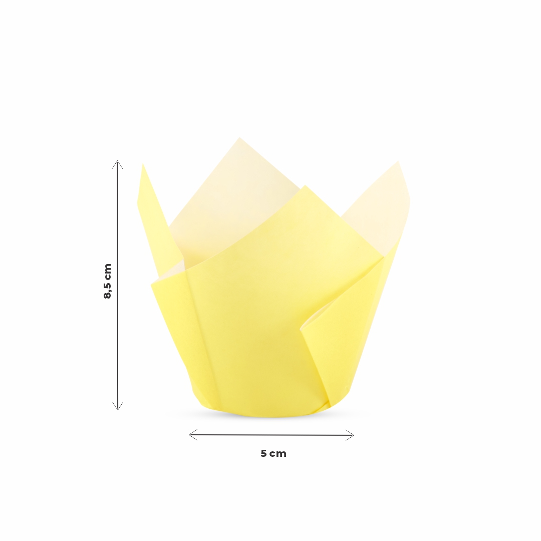 TULIPAS PARA MUFFIN Y CUPCAKE.Nº16 AMARILLA LISA PAQ *200UNID