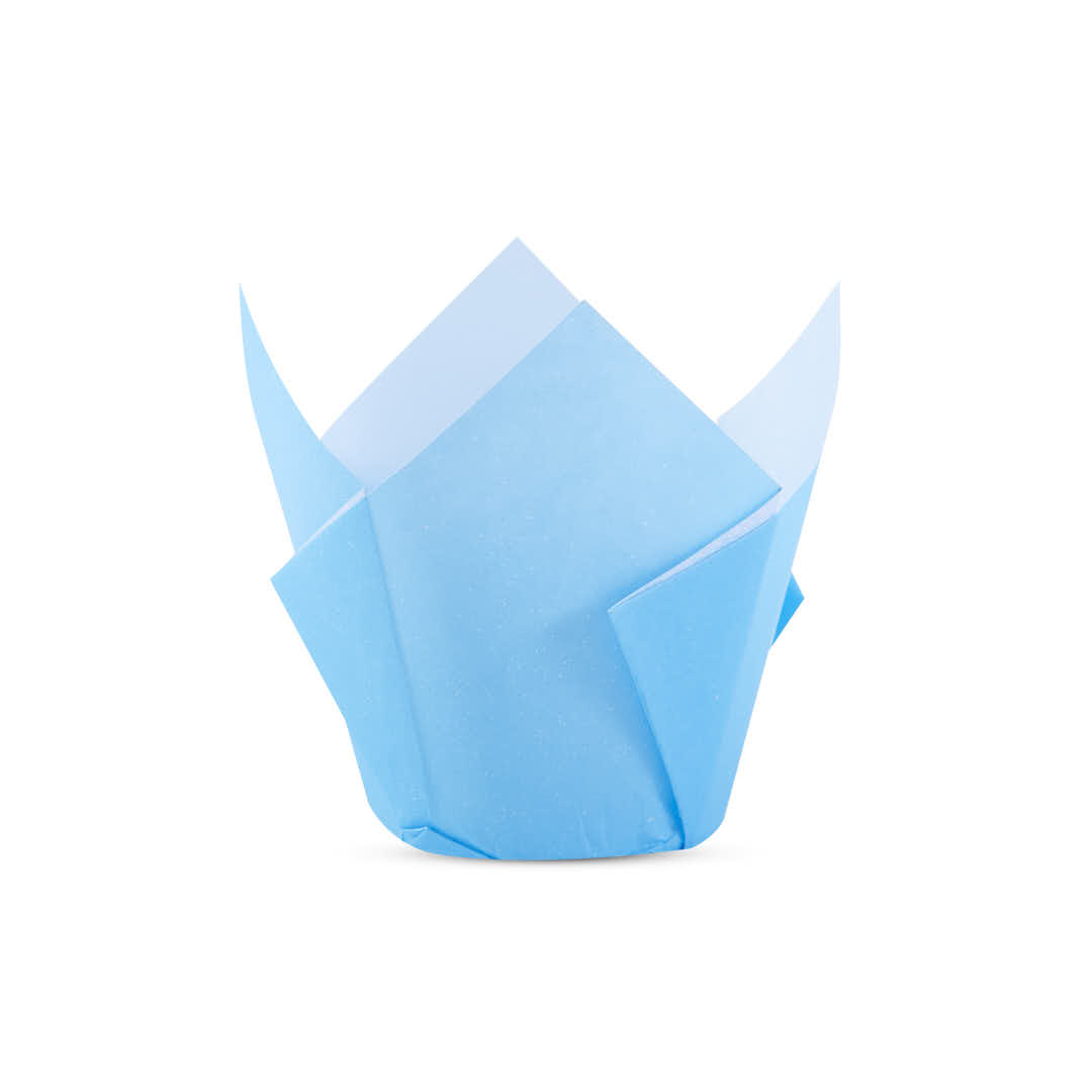 TULIPAS PARA MUFFIN Y CUPCAKE.Nº16 CELESTE LISA PAQ *200UNID