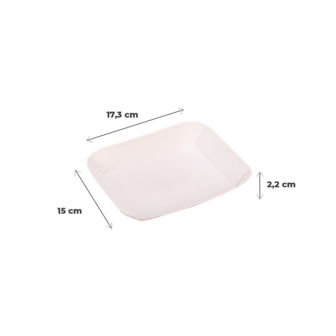 BANDEJA CARTON RECTANGULAR CARTULINA Nº2 (17*17.3*2.2CM) BIOHZ *600UNID