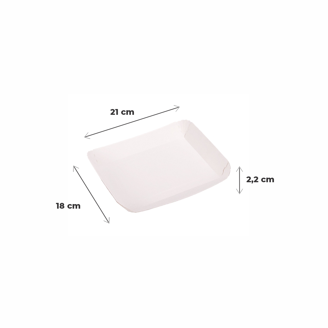 BANDEJA CARTON RECTANGULAR CARTULINA Nº3 (18*21*2.2CM) BIOHZ *400UNID