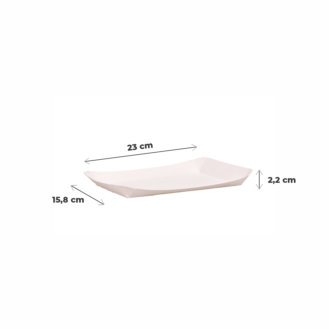 BANDEJA CARTON RECTANGULAR CARTULINA Nº4 (15.8*23*2.2CM) BIOHZ *600UNID