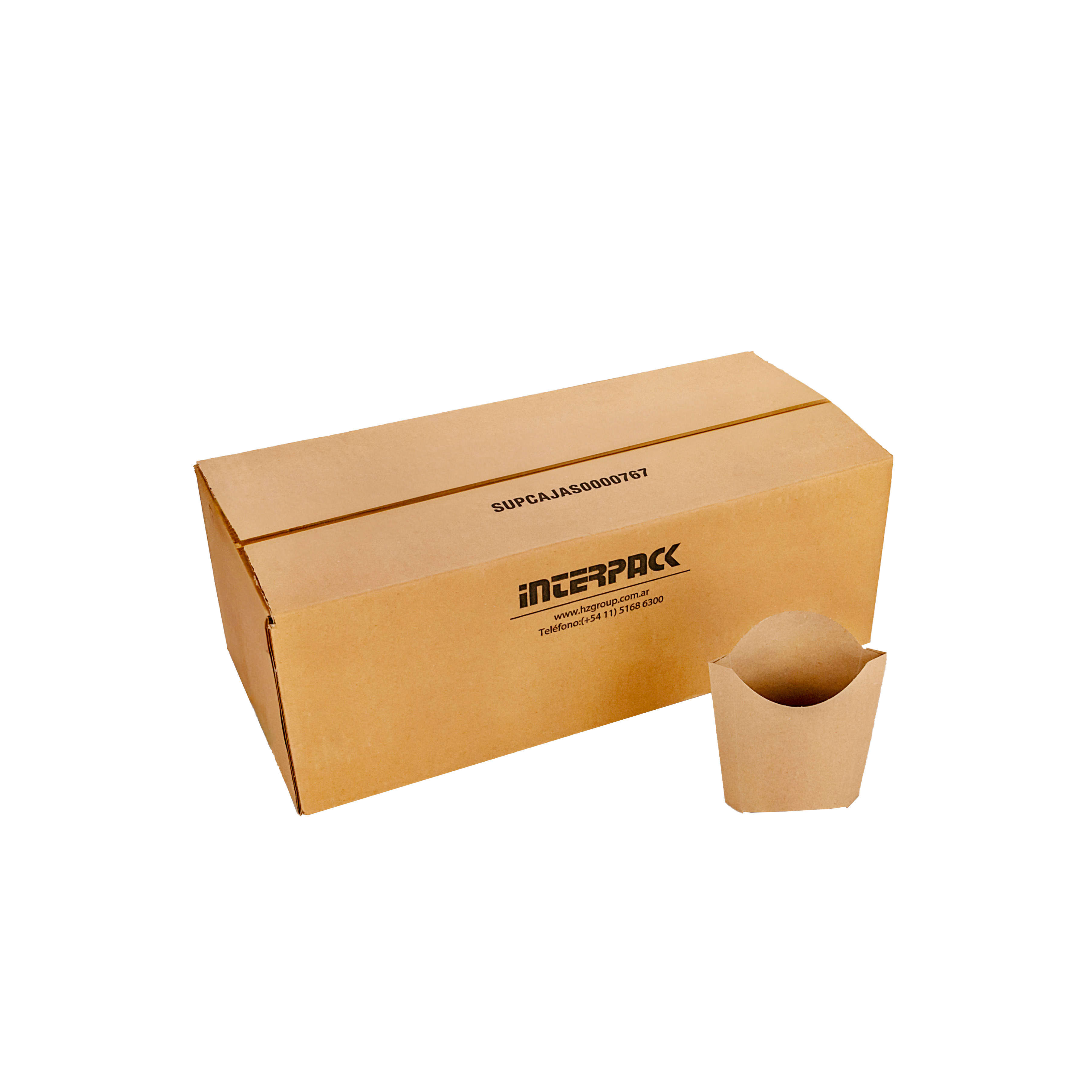 CAJA DELIVERY BIOHZ PAPAS FRITAS SOBRE MARRON.GRANDE (15.5*9.5*5.5CM) *450UNID