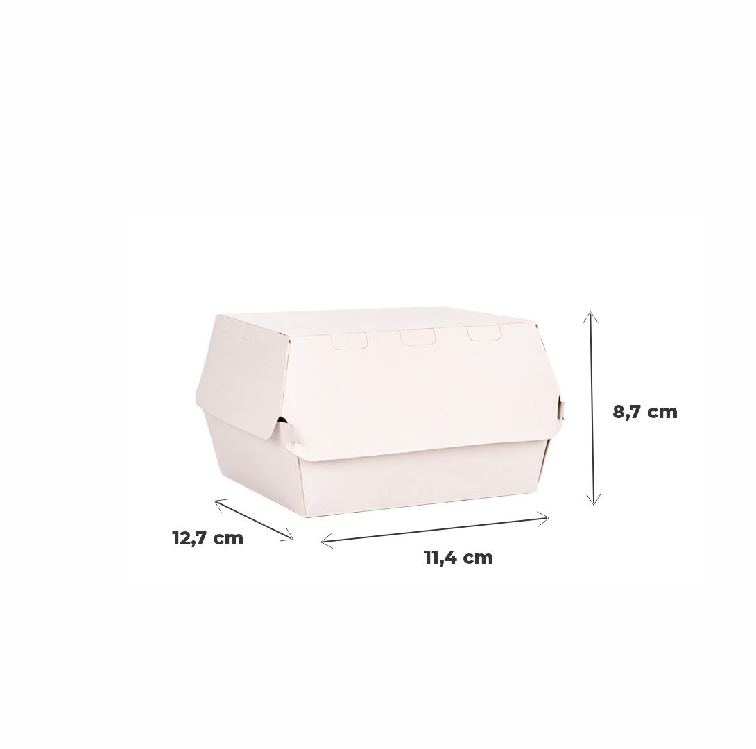 CAJA DELIVERY BIOHZ HAMBURGUESA BLANCA.MEGA DOBLE (12.7*11.4*8.7CM) *130UNID.