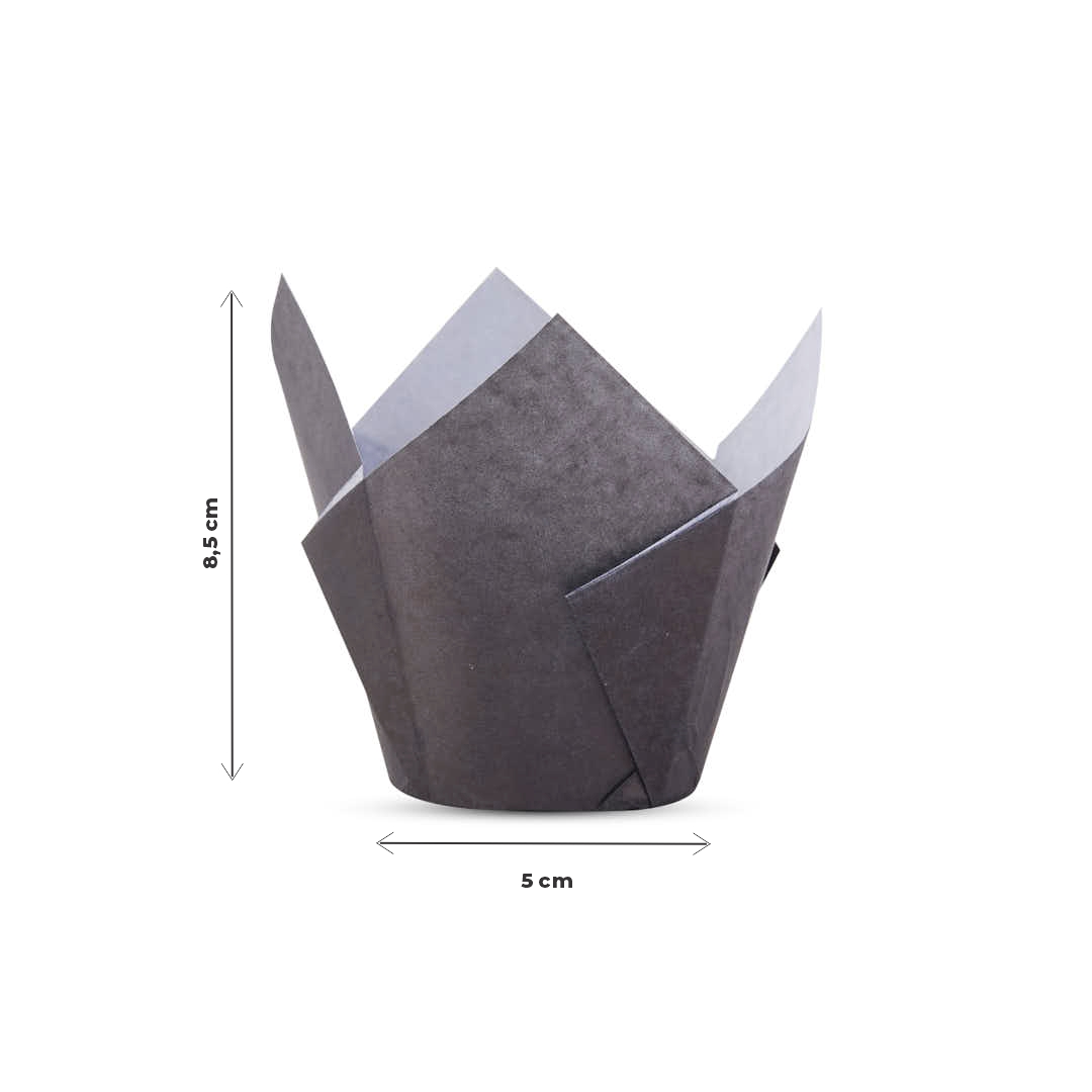 TULIPAS PARA MUFFIN Y CUPCAKE.Nº16 NEGRA LISA PAQ *200UNID