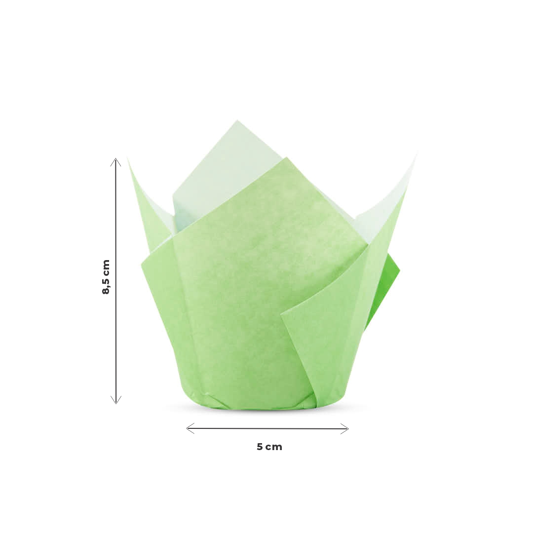 TULIPAS PARA MUFFIN Y CUPCAKE.Nº16 VERDE LISA PAQ *200UNID