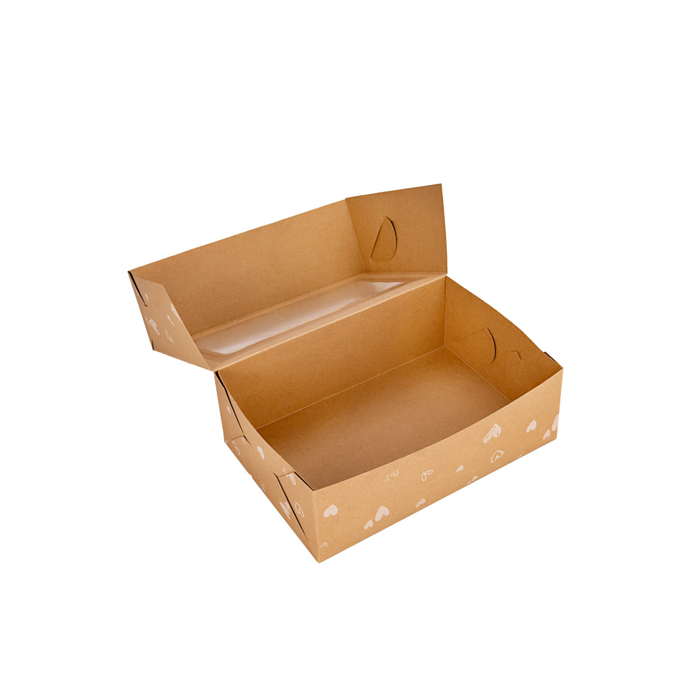 CAJA CARTULINA CHO MULTIUSO KRAFT CORAZONES CON VISOR (17.7*26*8.7CM) *25UNID