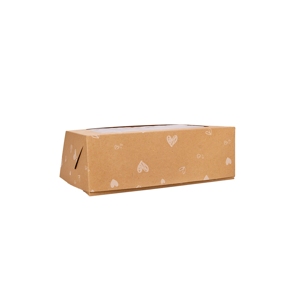 CAJA CARTULINA CHO MULTIUSO KRAFT CORAZONES CON VISOR (17.7*26*8.7CM) *25UNID