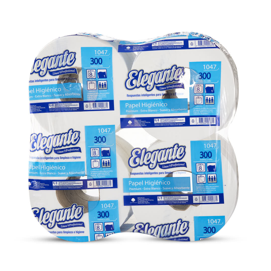 PAPEL HIGIENICO INSTITUCIONAL (8U*300MTS) ELEGANTE CONO GRANDE BLANCO *UNID..