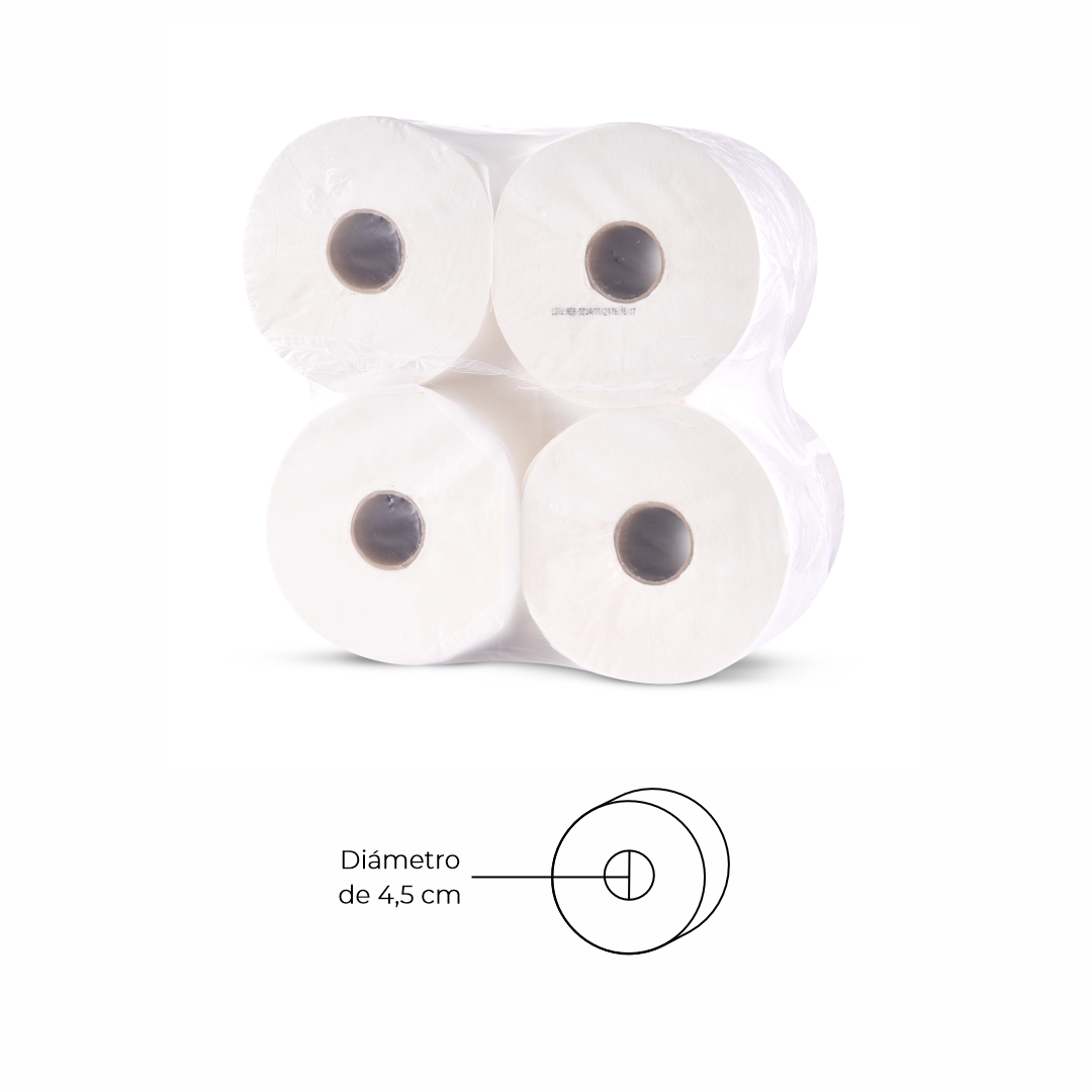TOALLAS EN ROLLO PAPEL (19.5CM*200MTS) ELEGANTE BLANCA PREMIUN *4 ROLLOS